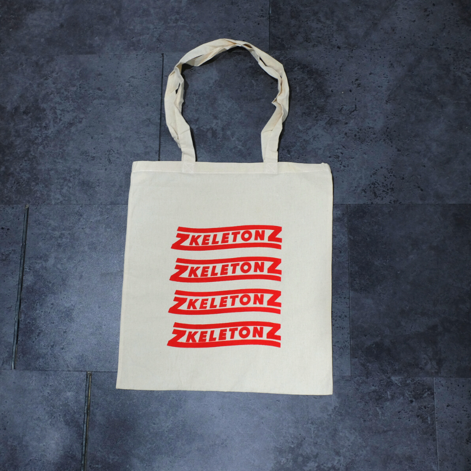 'Zkeletonz' logo Tote Bag HOME MADE/HAND-PRINTED